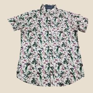 Ditch Plains Ricky Singh Shirt Mens Short Sleeve Button Bird Print Hawaiian M